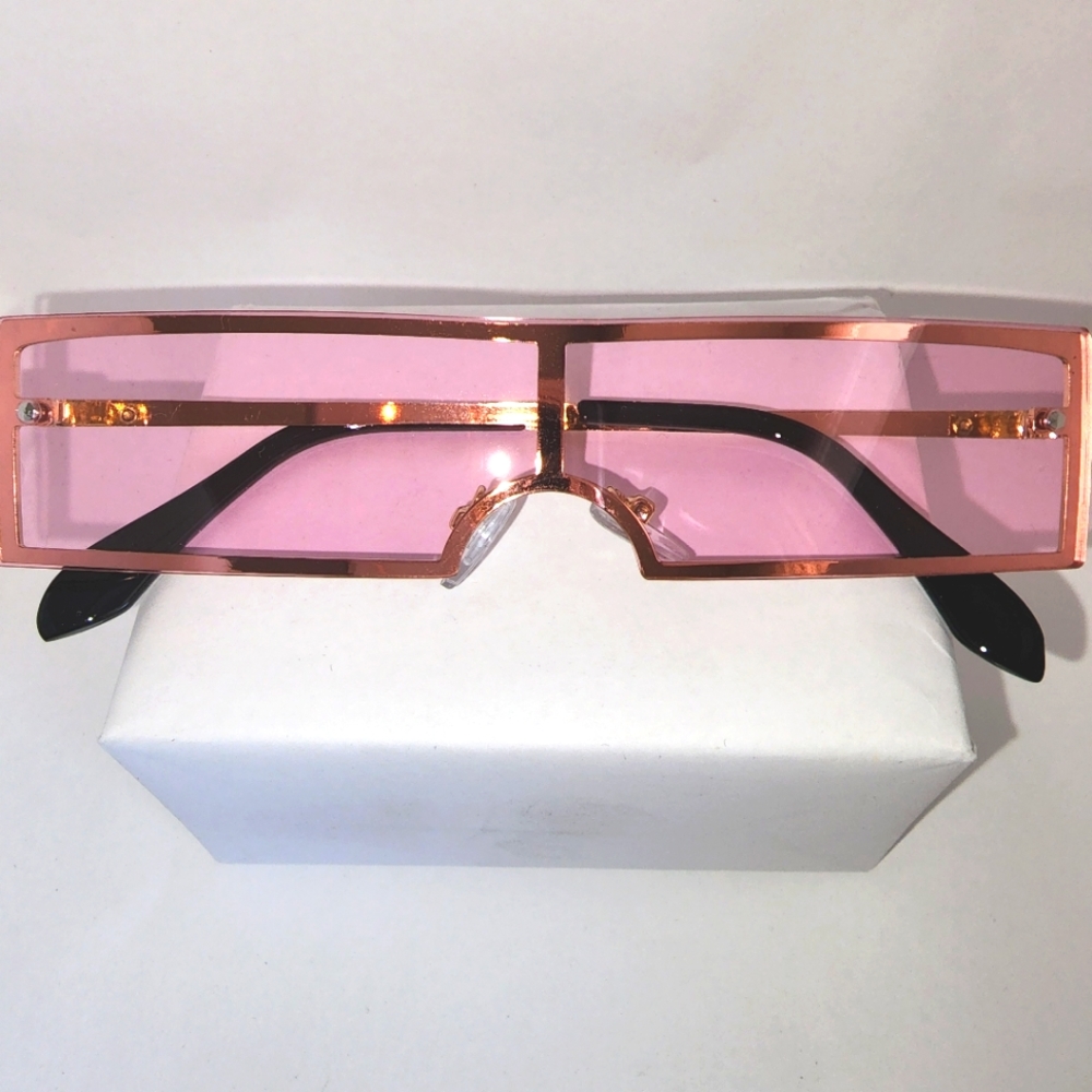 2 for $14 New Retro Pink Square Lense Sunglasses with Gold Frame